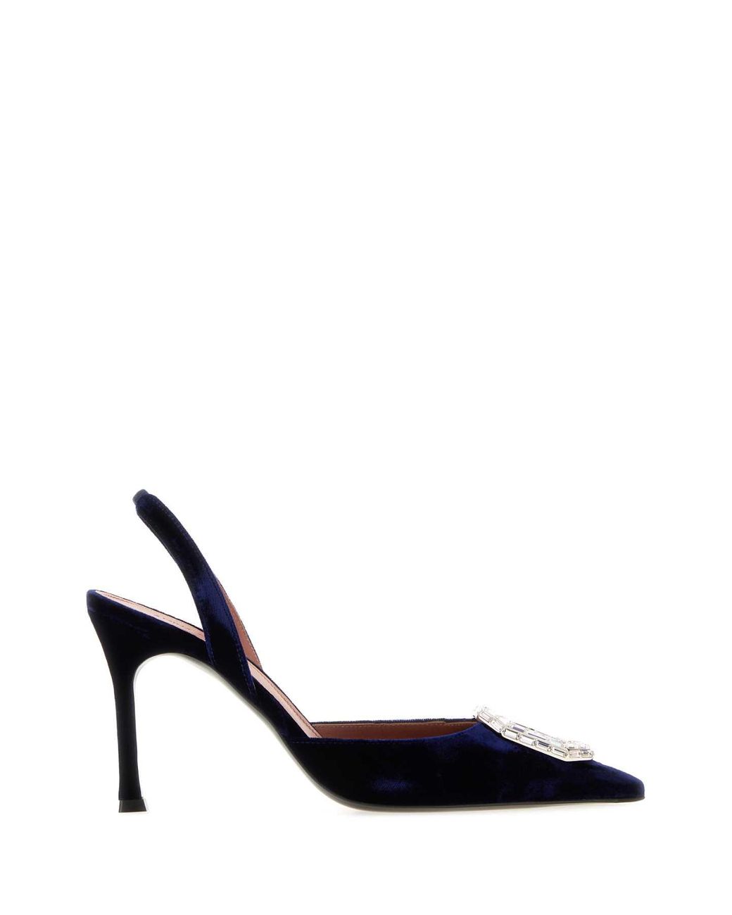 AMINA MUADDI Black Dark Velvet Camelia Pumps