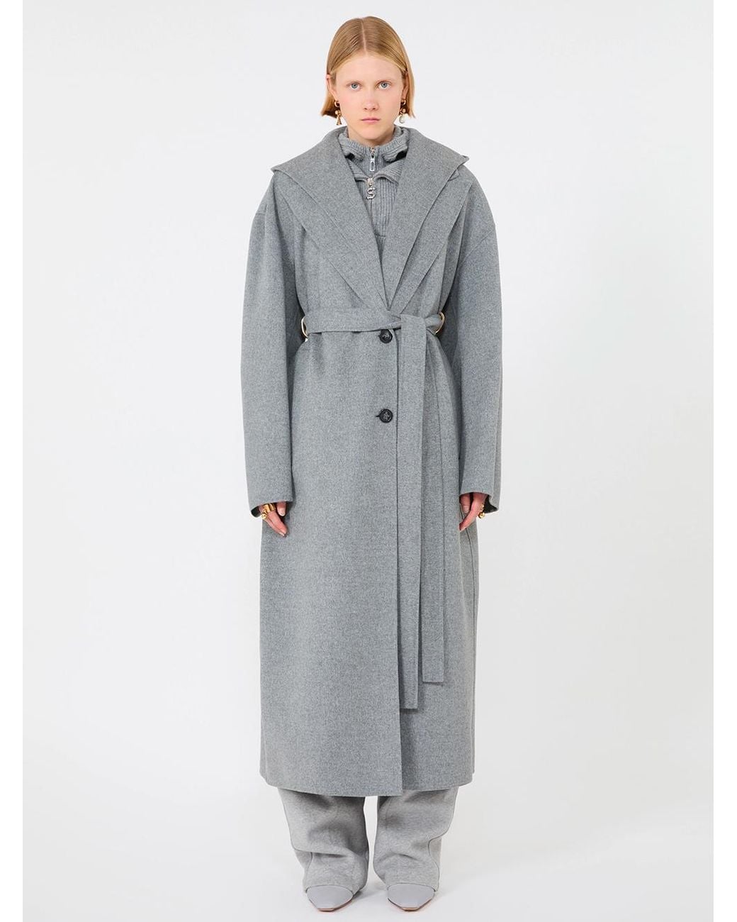 Max Mara Gray Oversized Pure Wool Coat