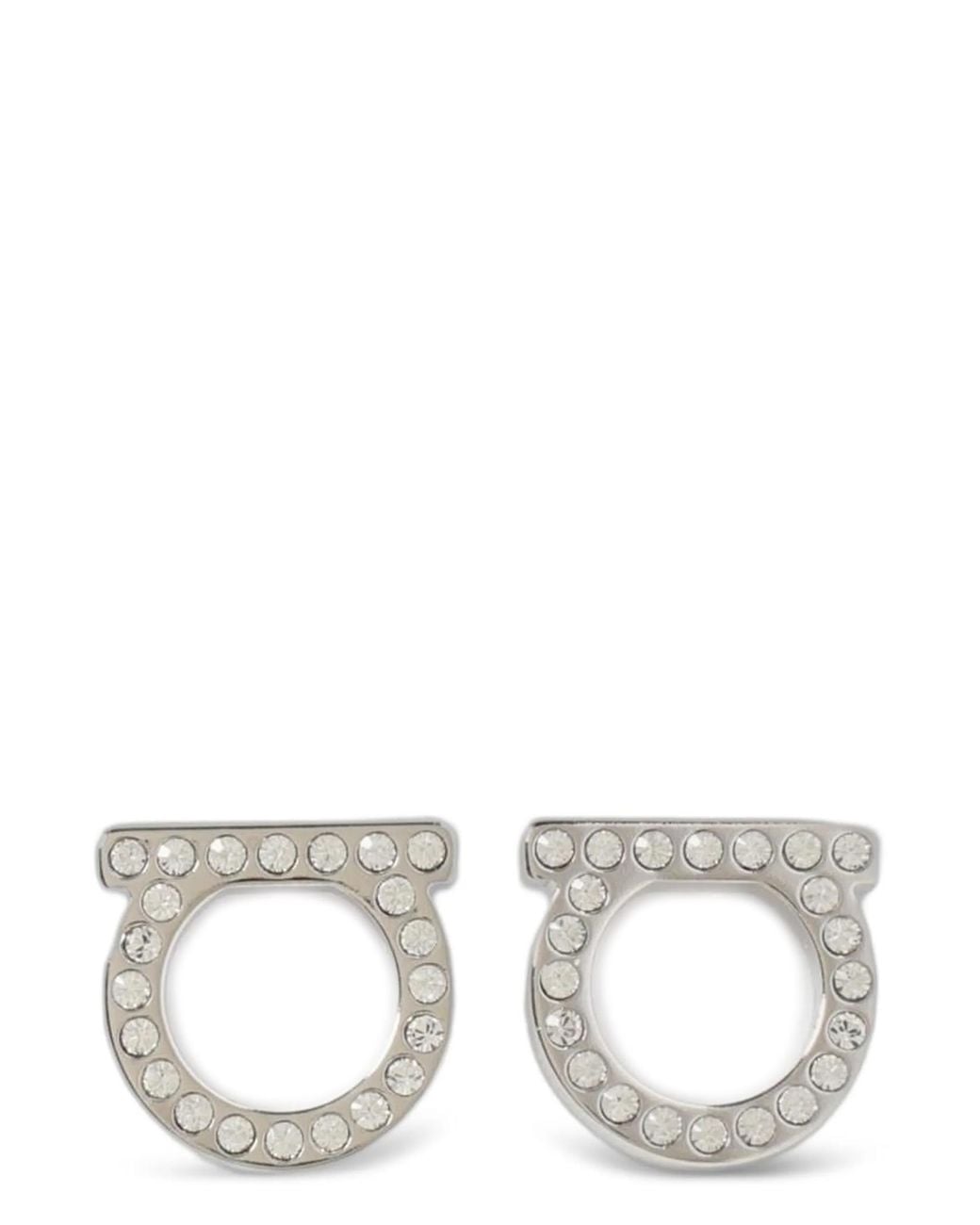 Ferragamo Metallic 'Gancini Crystals' Earrings
