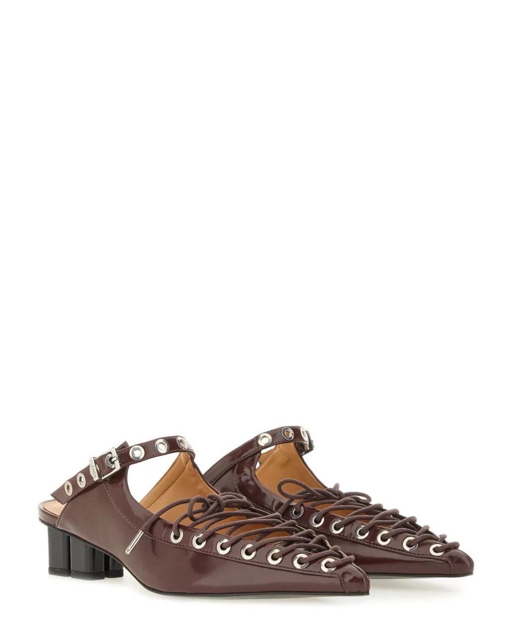 Ganni Brown Bordeaux Polyurethane Lace-Ups