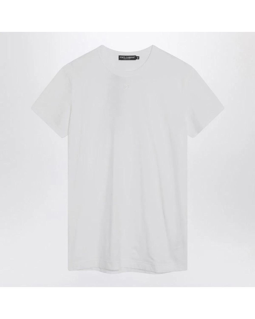 Dolce & Gabbana White Dolce & Gabbana T-Shirt With Logo Embroidery for men