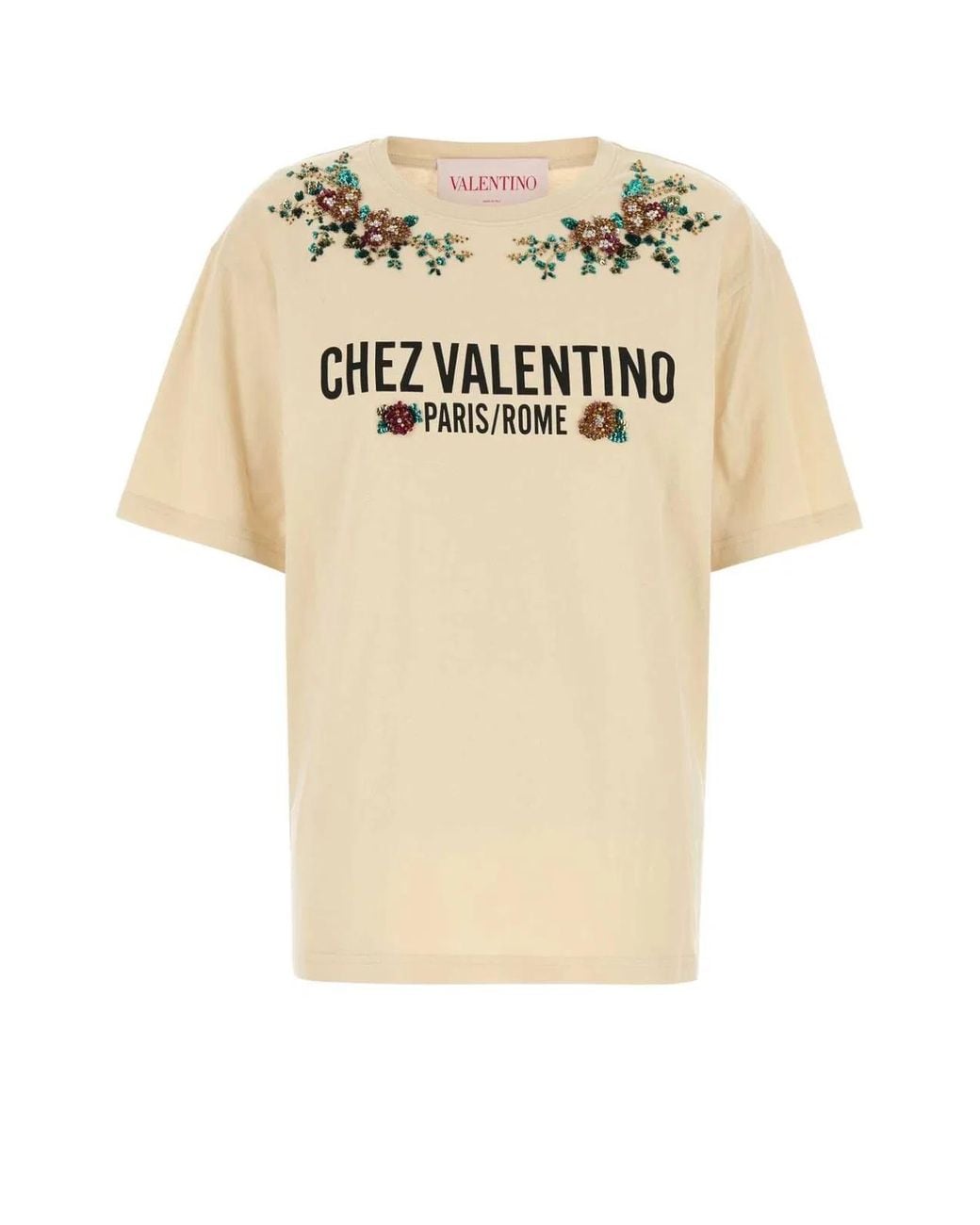 Valentino Garavani Natural Cream Cotton T-Shirt