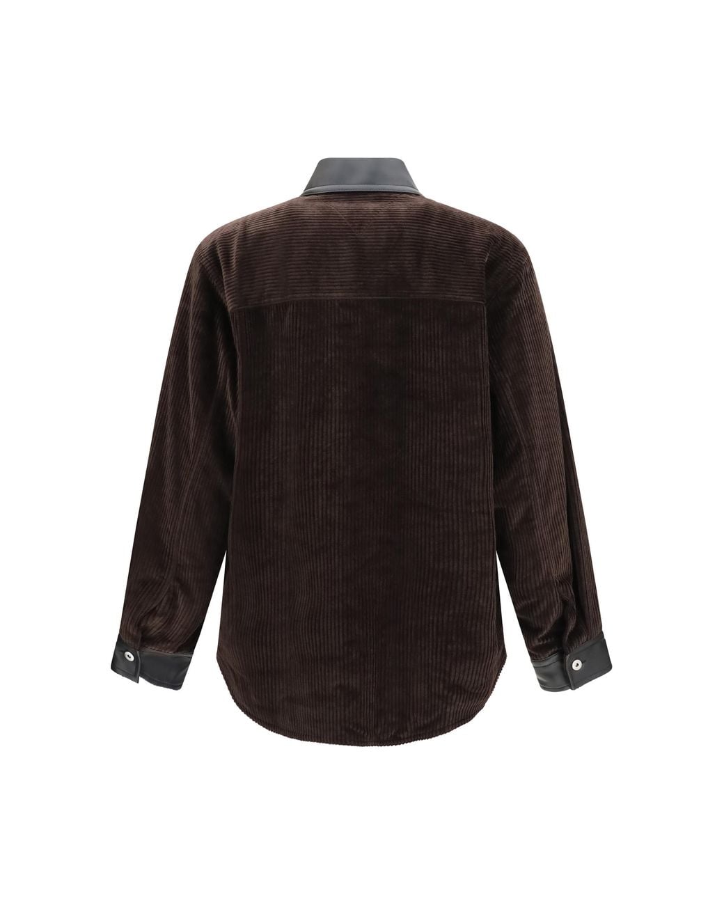 Bottega Veneta Black Corduroy Jacket With Leather Collar for men