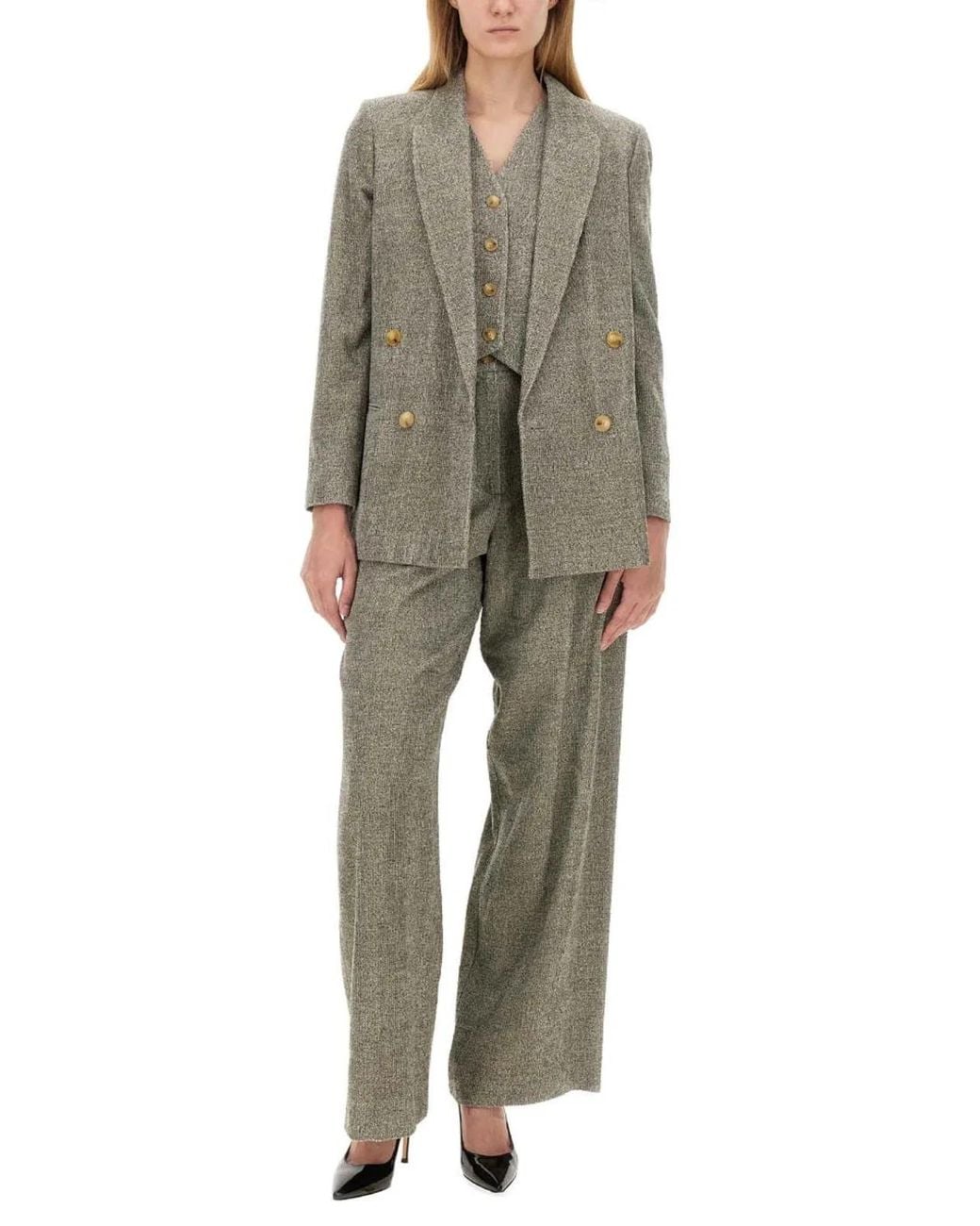 Alysi Gray Double-Breasted Jacket