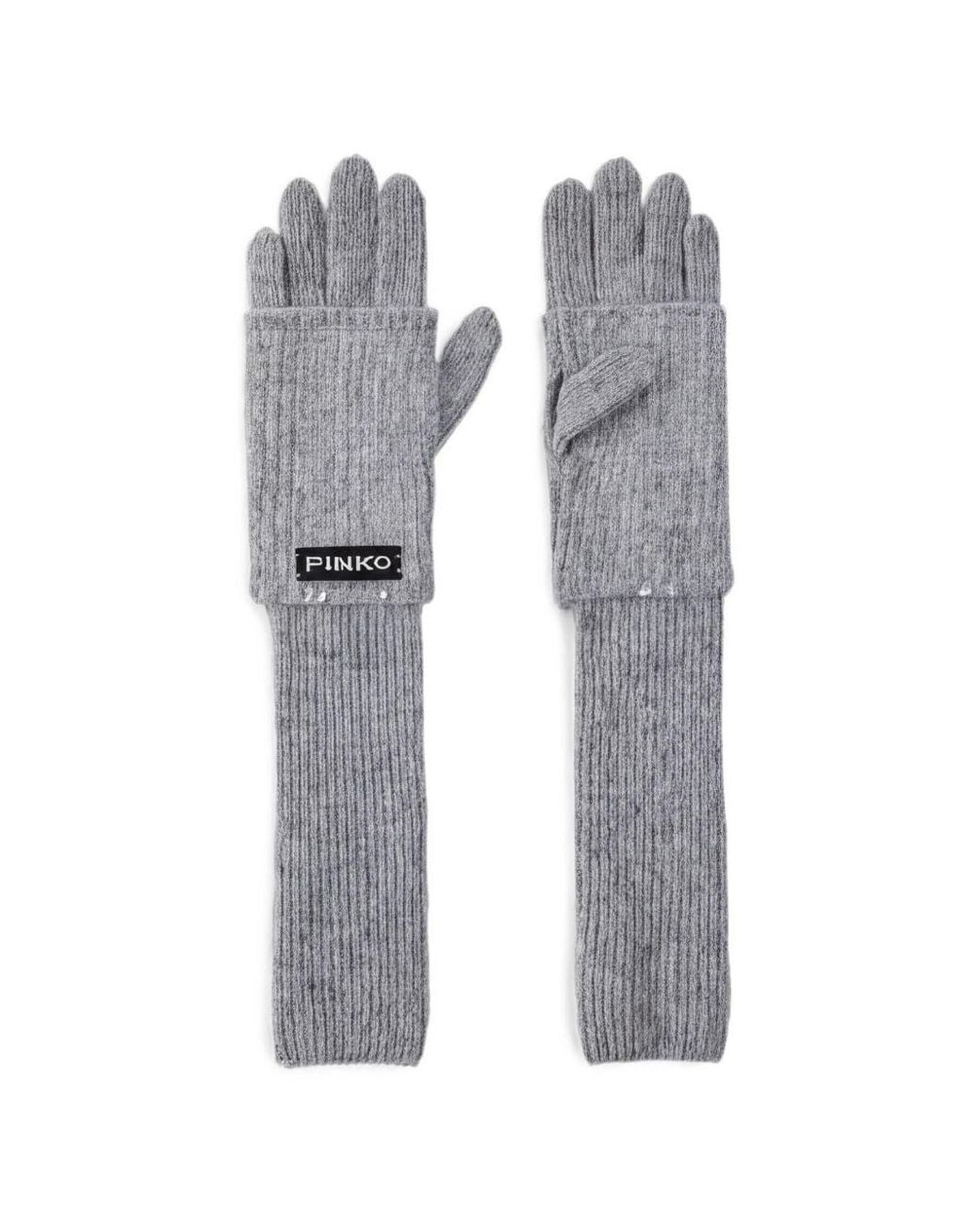 Pinko Gray Polyester Gloves