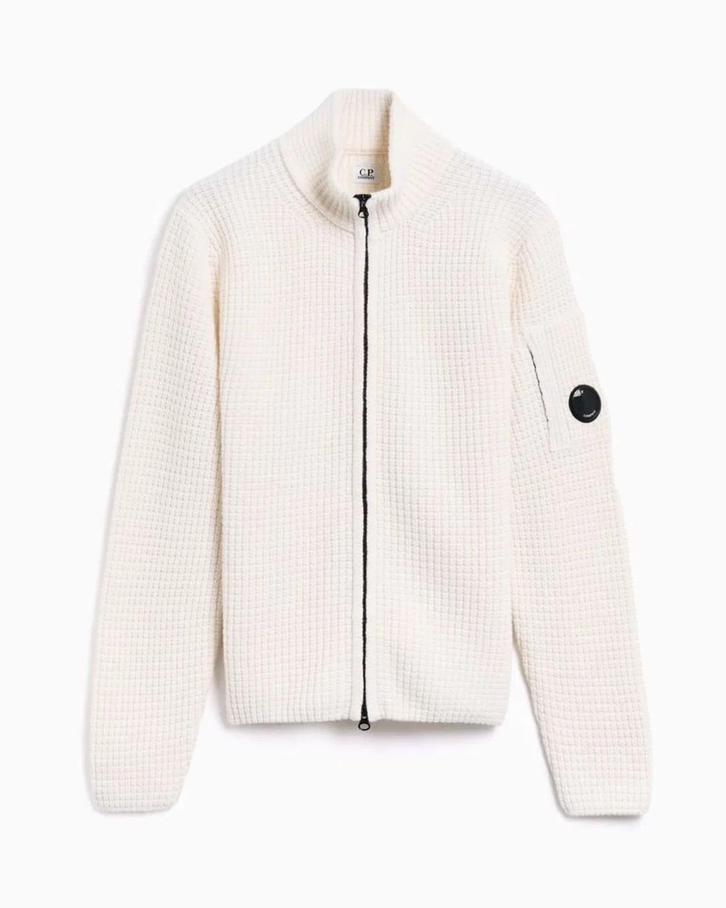 C P Company Natural C.P.Company Waffle-Knit Cardigan With A Zip Front for men