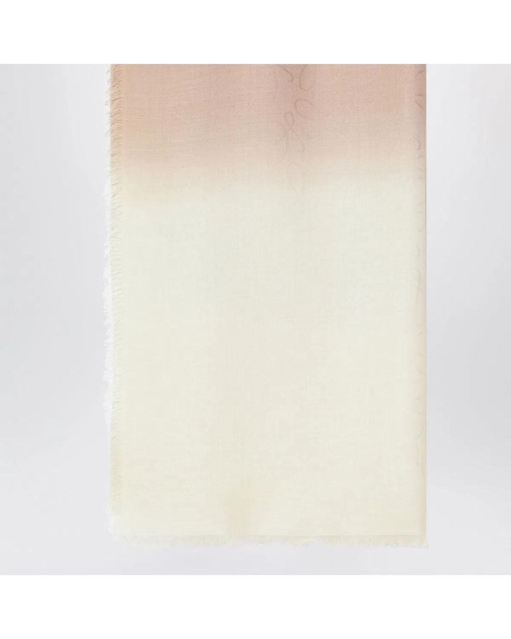 Loewe Natural Wool And Silk Jacquard Scarf With Fringe
