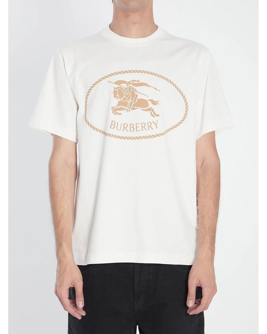 Burberry White Cotton T-Shirt for men