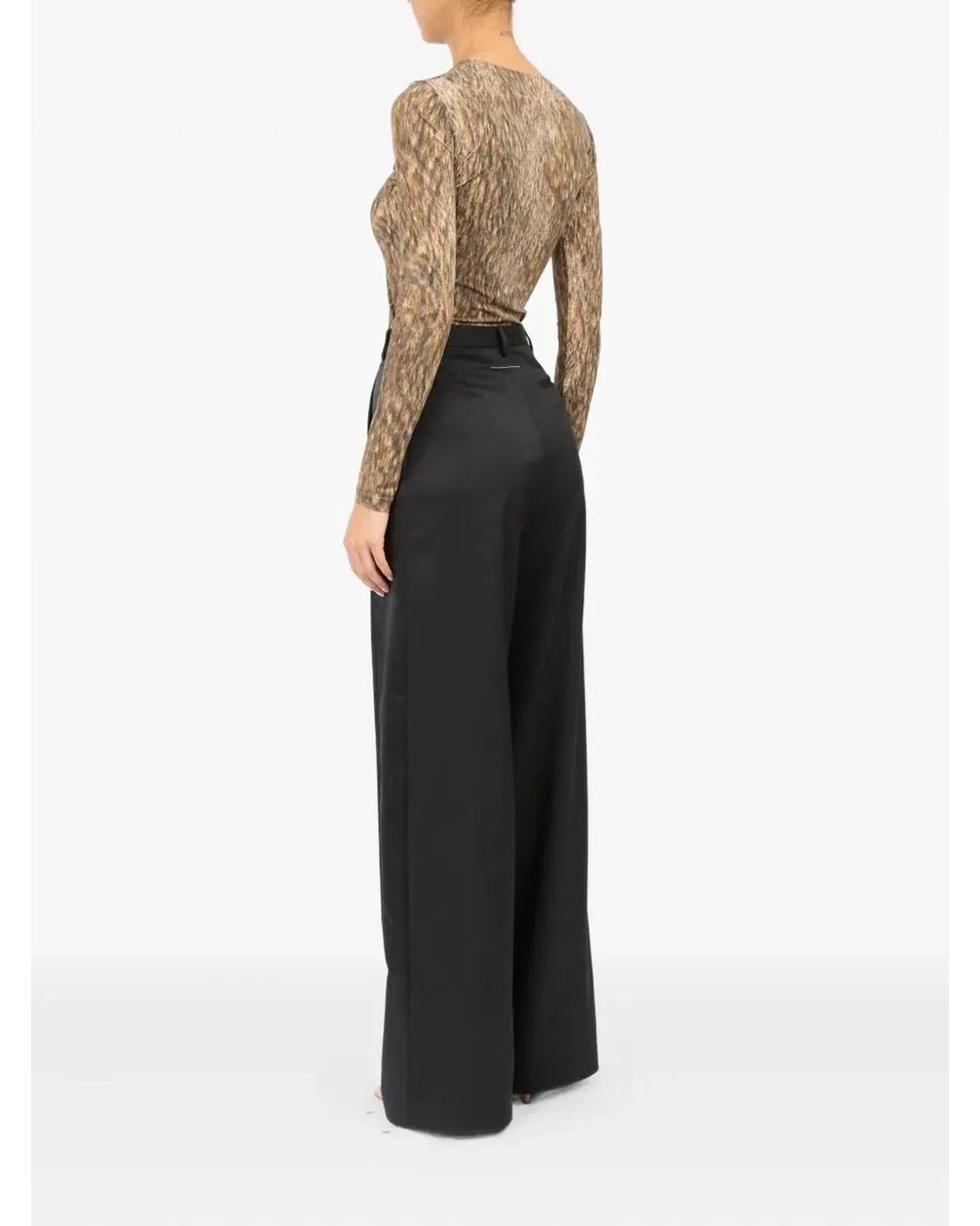 MM6 by Maison Margiela Black Satin Palazzo Pants