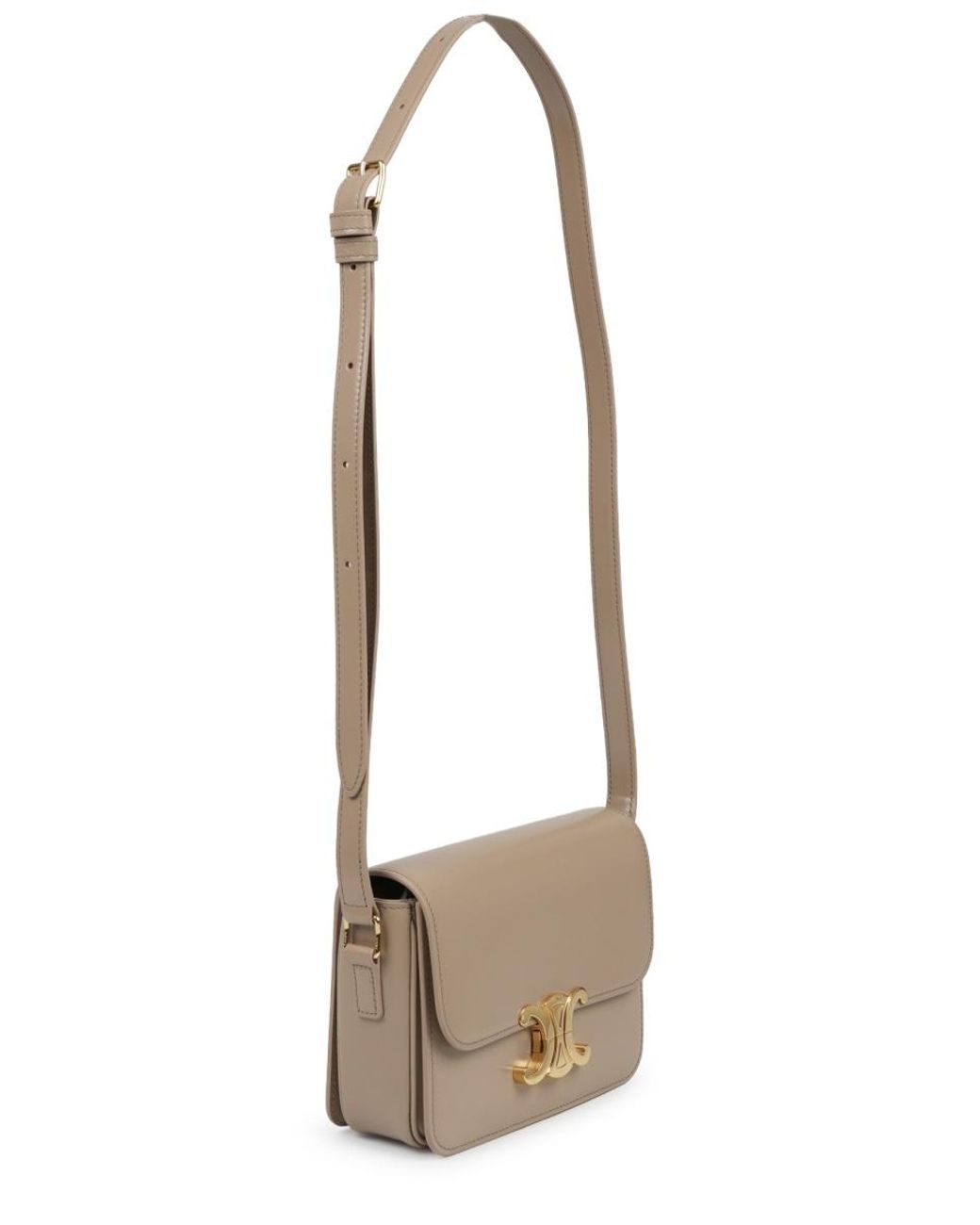 Céline White Shoulder Bag Teen Triomphe Leather Calfskin