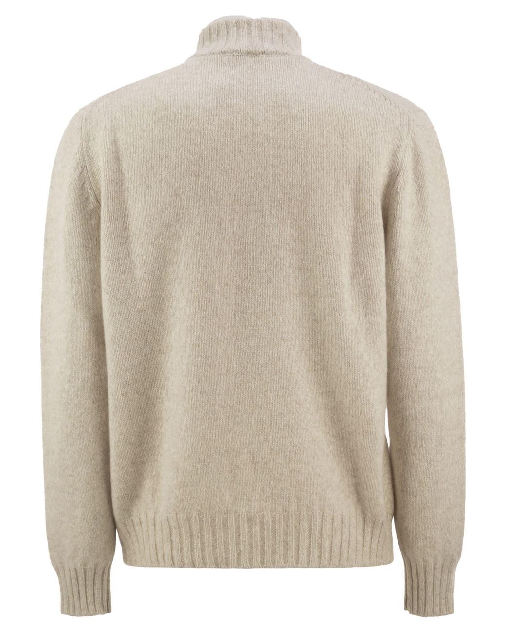 Kiton Natural Pure Cashmere Half-Zip High-Neck Jumper for men
