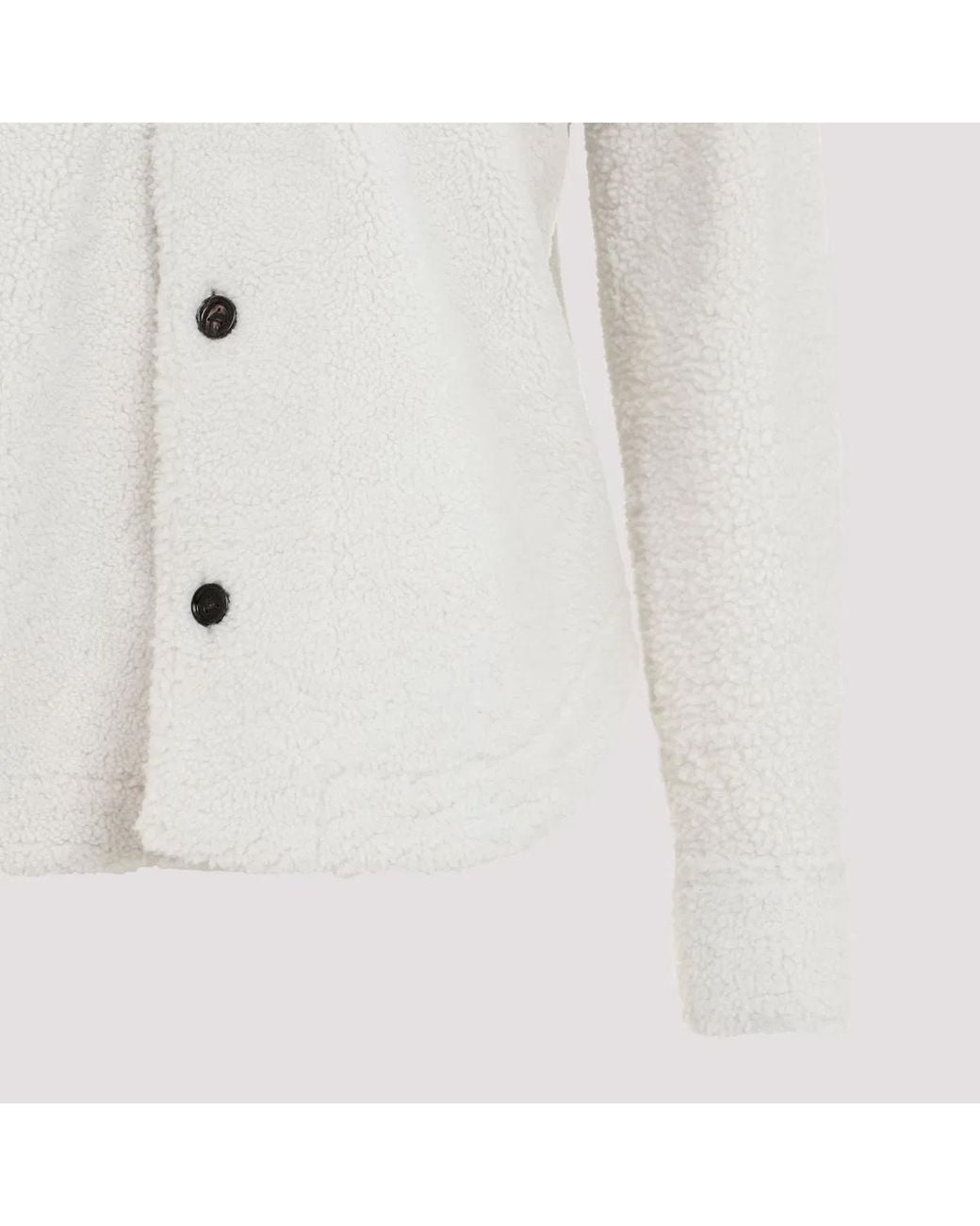 Bottega Veneta White Chalk Shearling Oversize Shirt