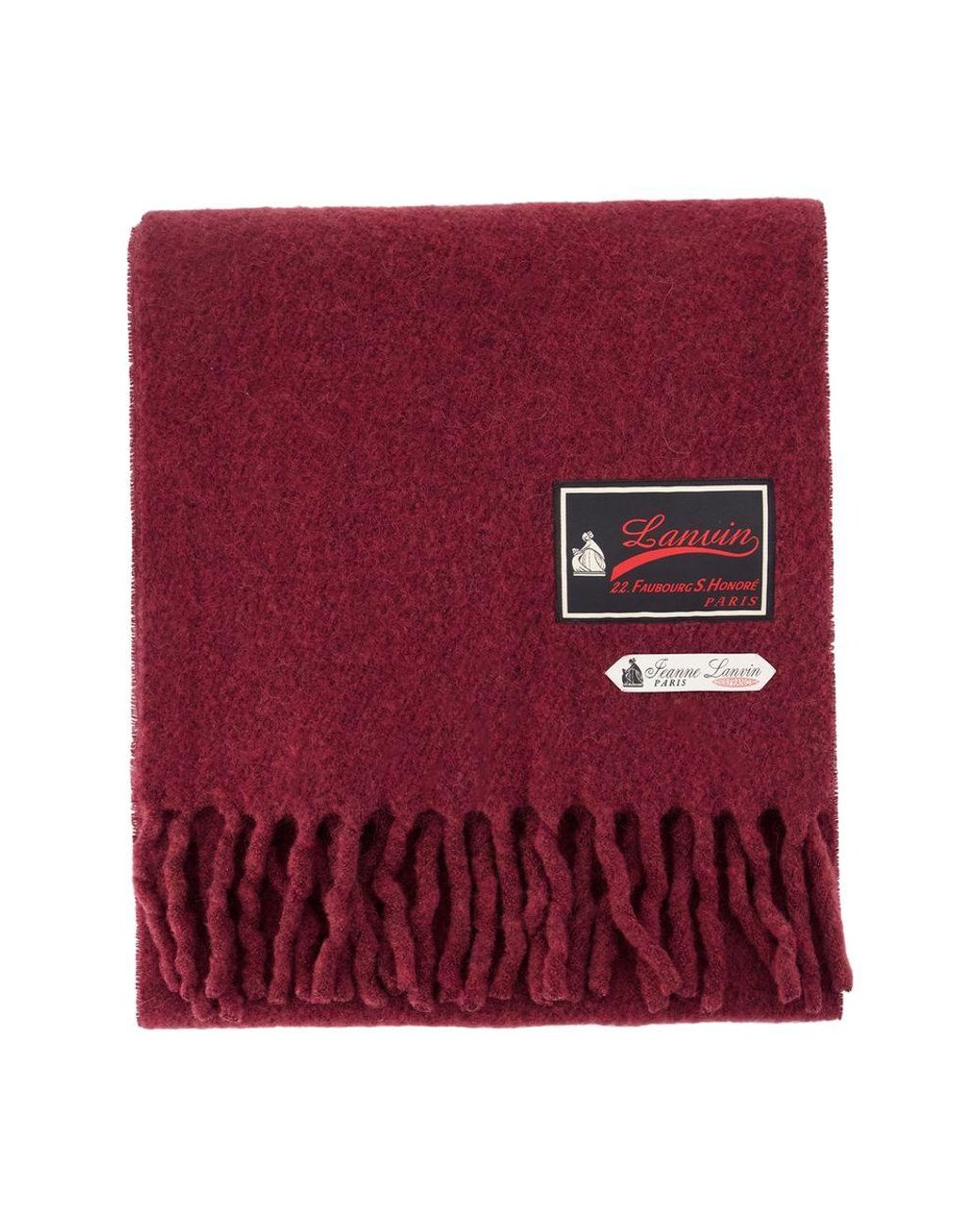 Lanvin Red Fluffy Smash With Label Scarf