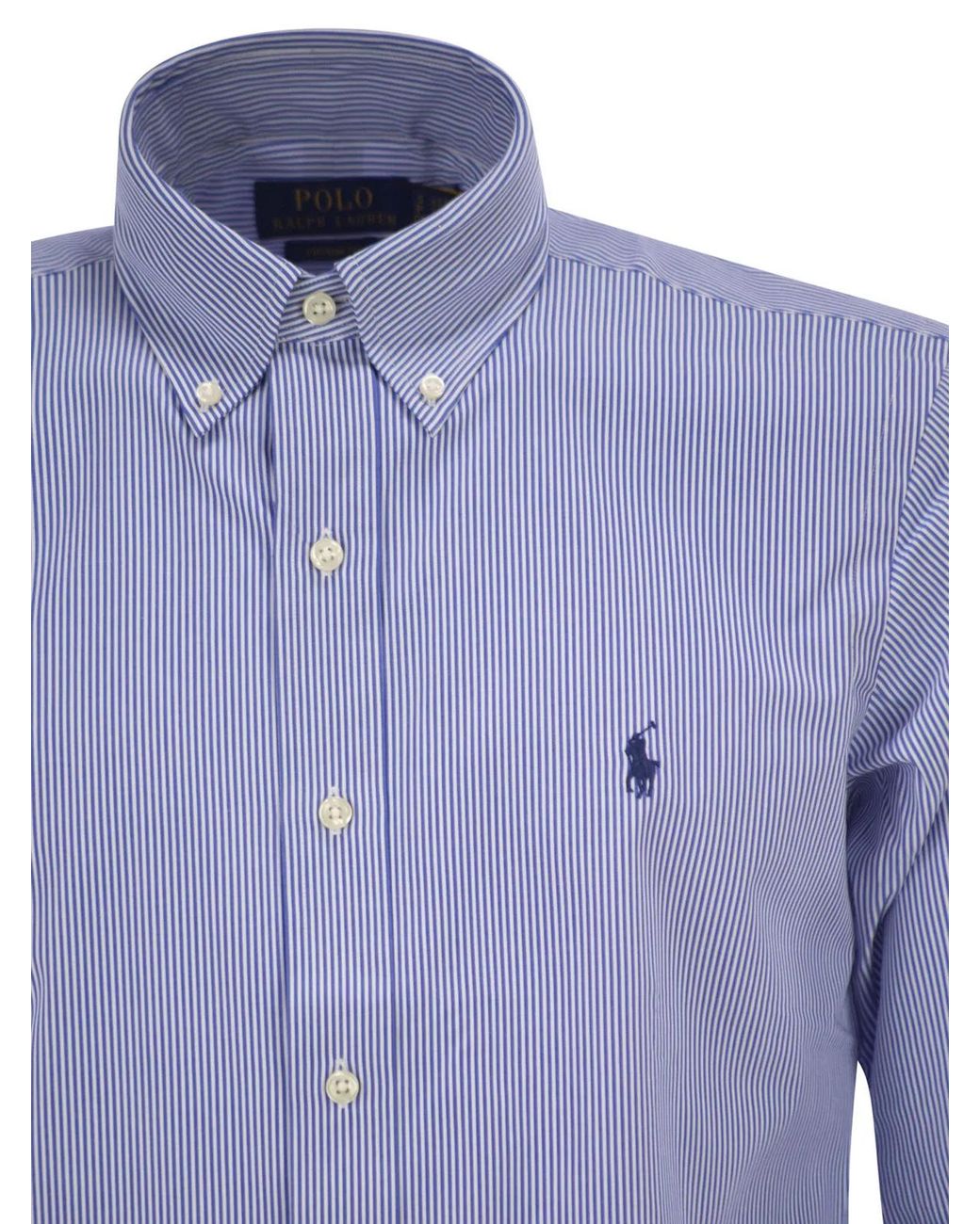 Polo Ralph Lauren Blue Striped Stretch Oxford Shirt for men