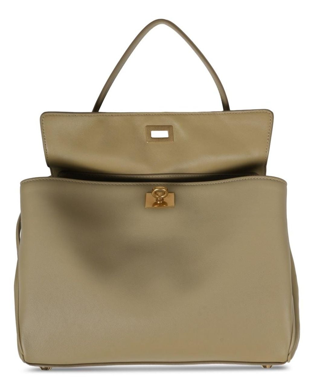 Balenciaga Metallic Sage Green Leather Small Rodeo Handbag
