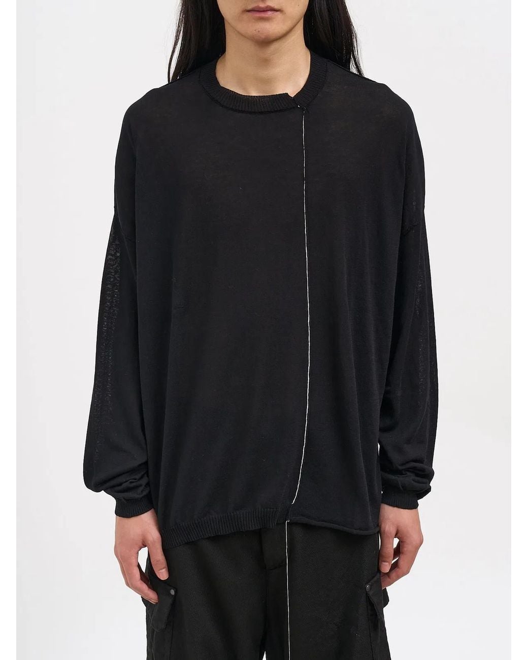 Isabel Benenato Black Cotton Crew Neck Sweater for men