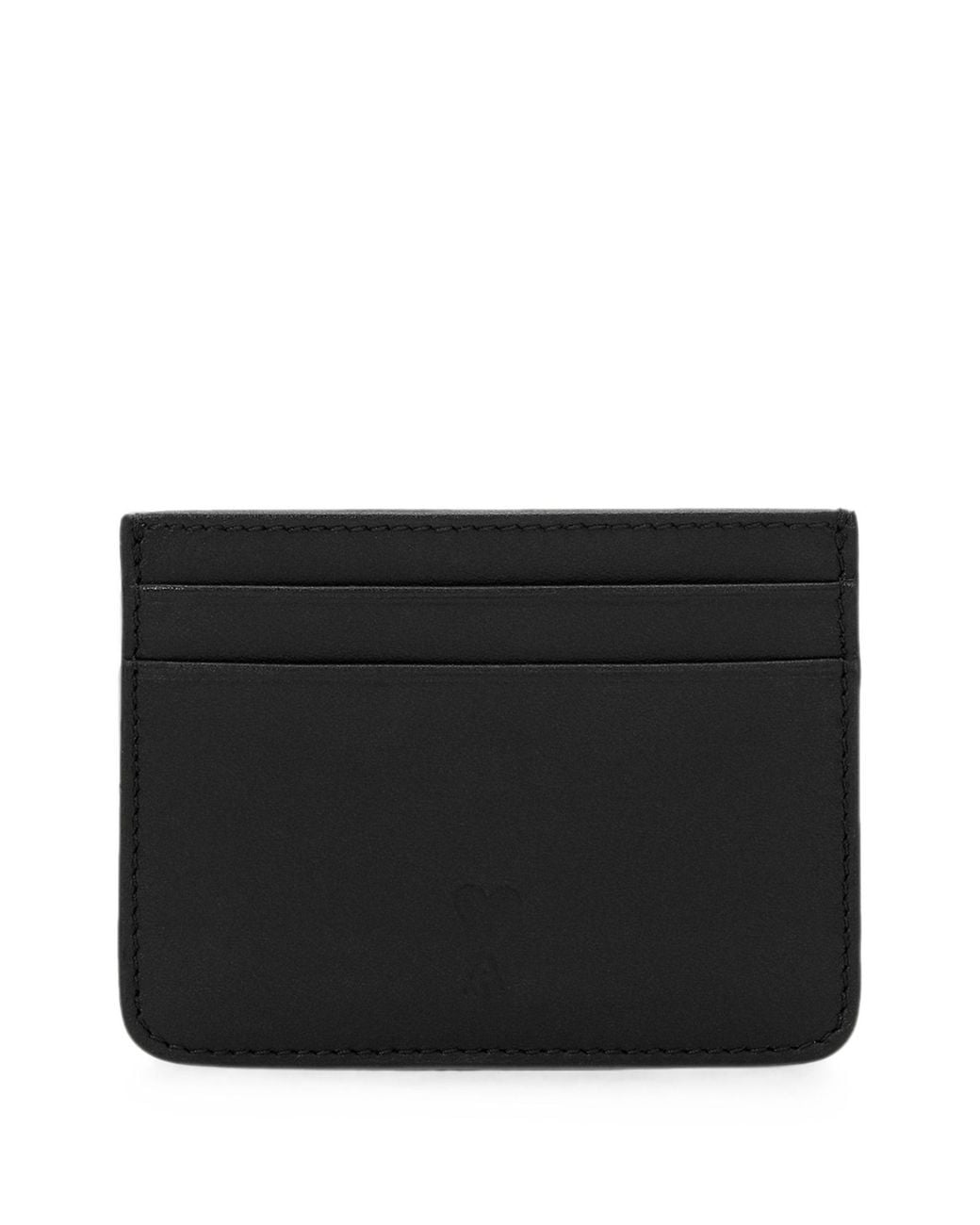 AMI Black Cowhide Leather Mini Card Holder for men