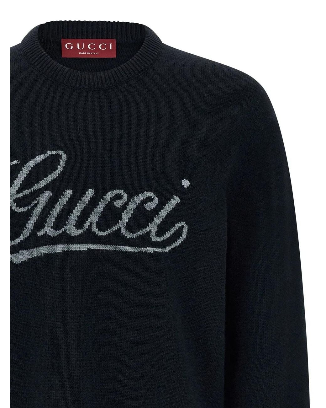 Gucci Blue Logo Intarsia Sweater for men