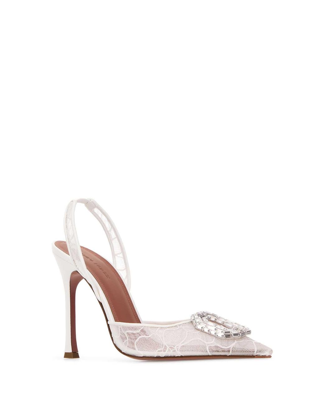 AMINA MUADDI White Camelia Lace Slingback Pumps