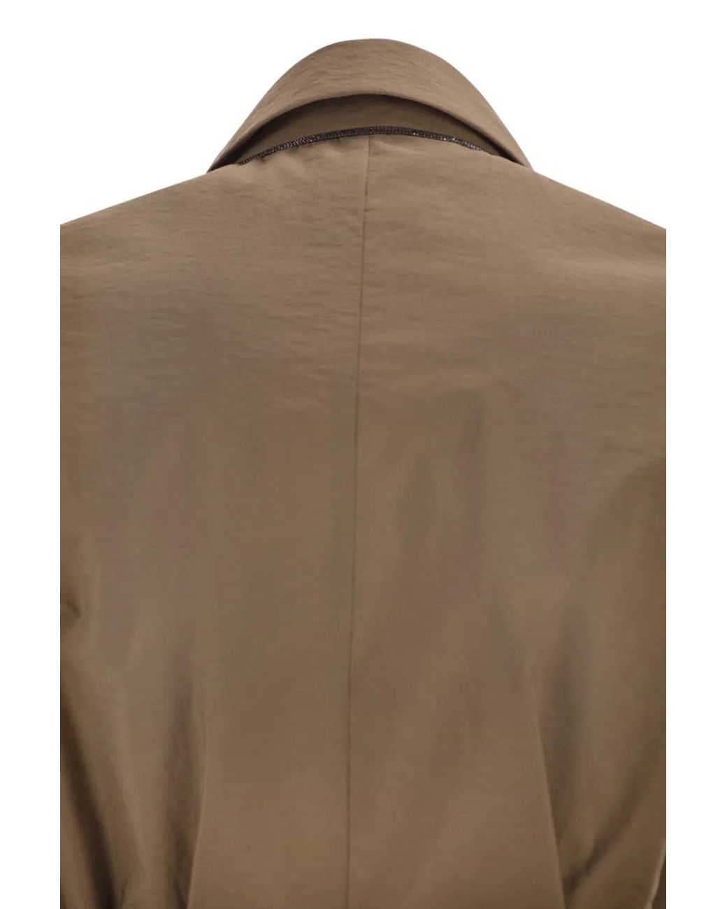 Brunello Cucinelli Brown Techno Cotton Poplin Waistcoat With Belt And Pendant
