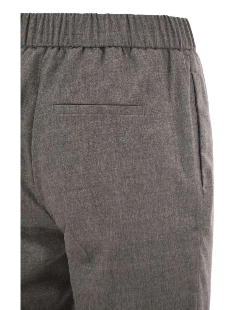 Peserico Gray Virgin Wool And Cashmere Tapered Trousers With Elasticated Waistband