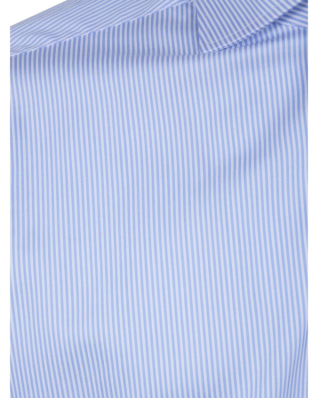 Barba Napoli Blue Classic Cotton Twill "Stright Bacchetta" Shirt for men