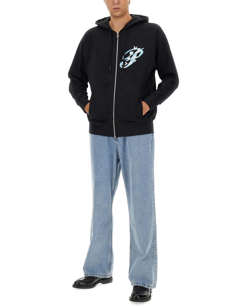 3.PARADIS Black Zip Sweatshirt for men