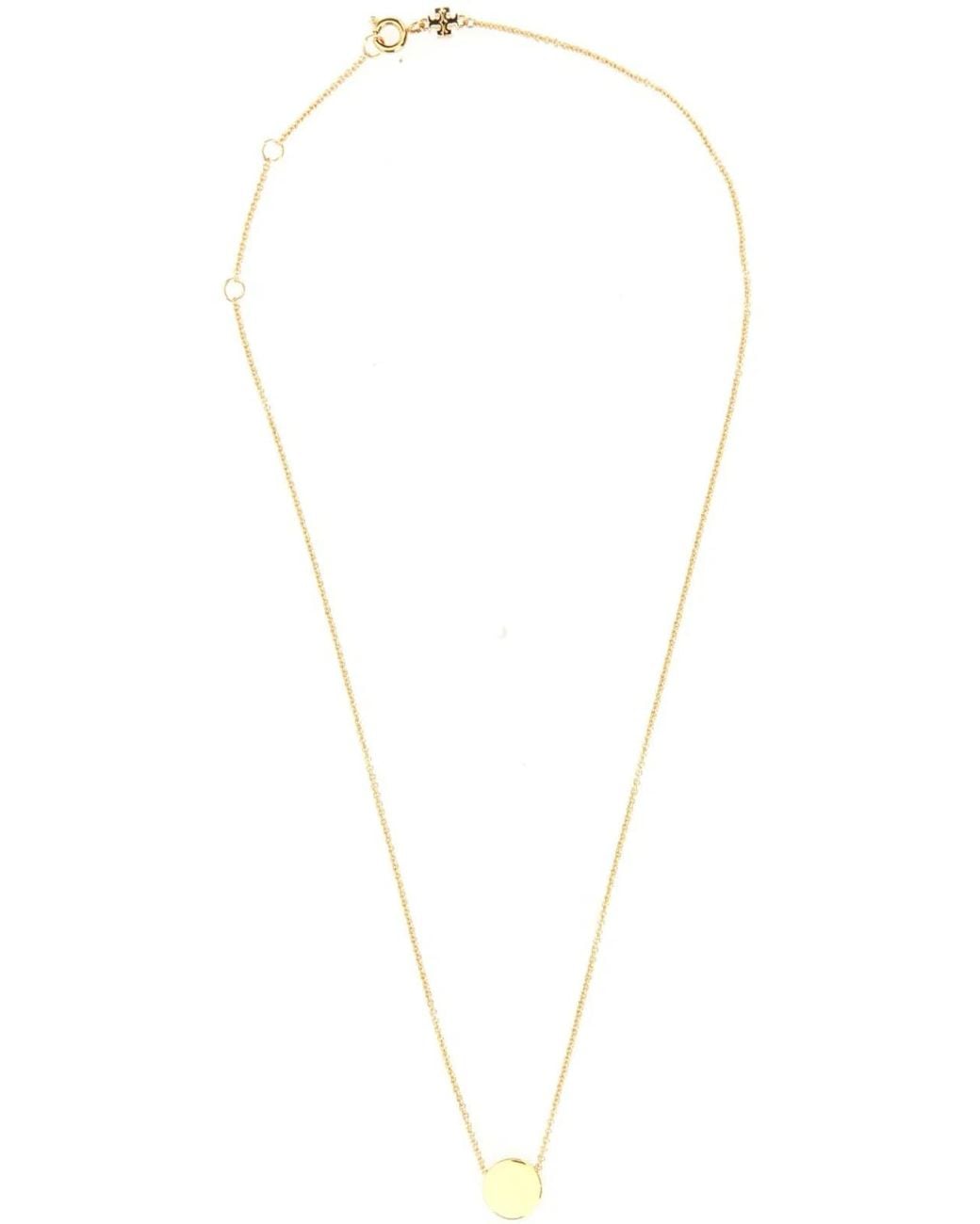 Tory Burch White Icon Enamel Pendant Necklace