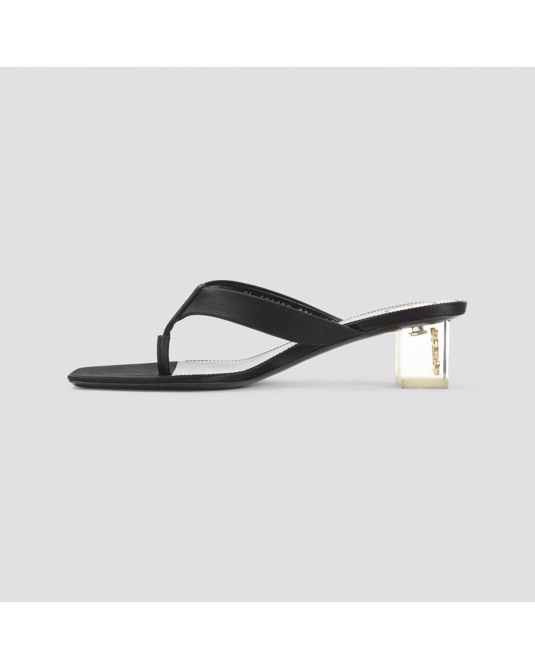 Saint Laurent Black Satin Frida Thong Mules