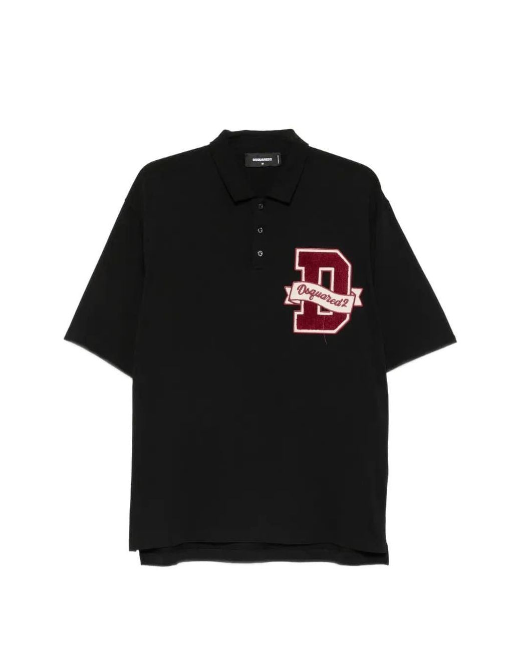 DSquared² Black Logo-Patch Polo Shirt for men