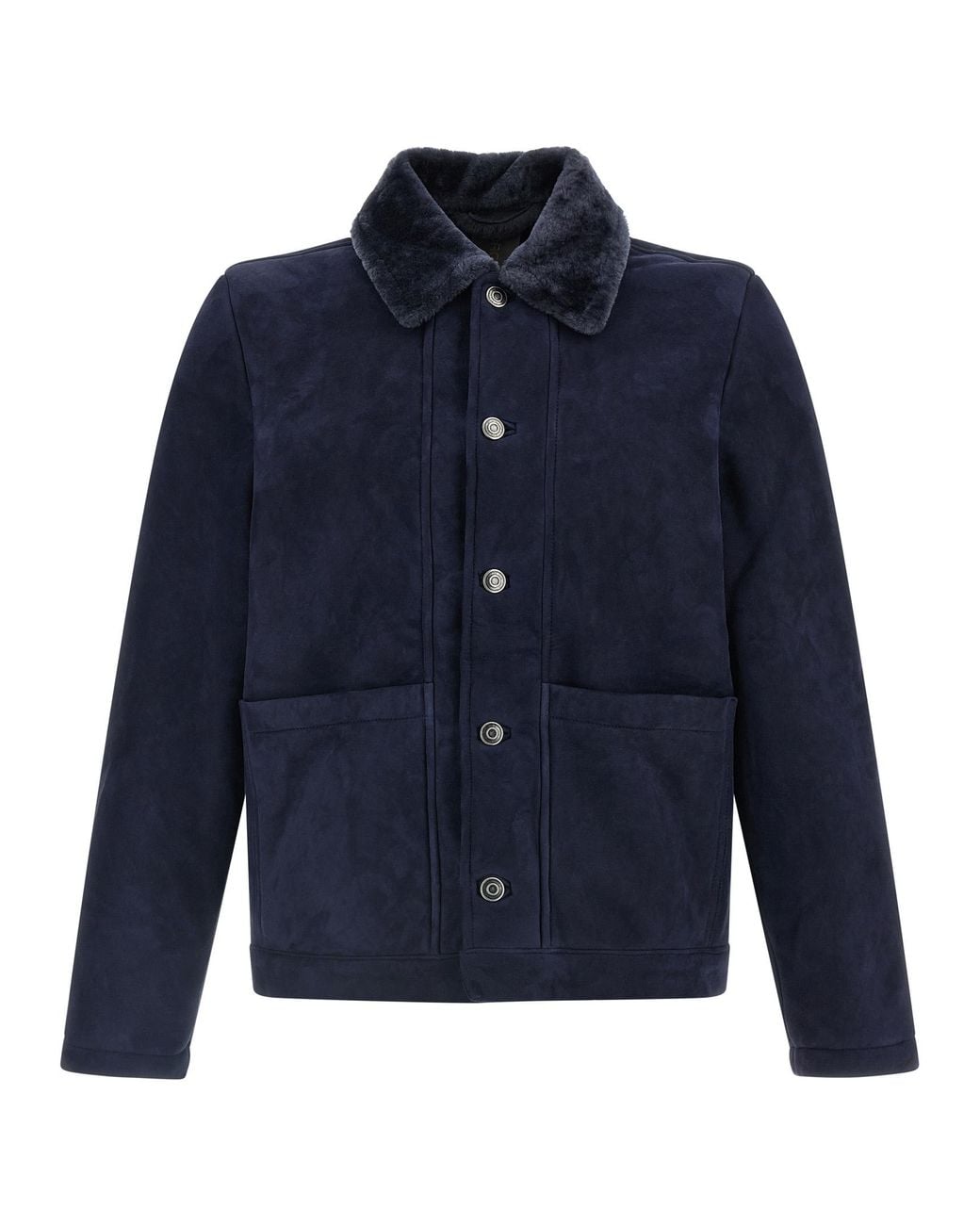 Giorgio Brato Blue Shearling Neck Overshirt for men
