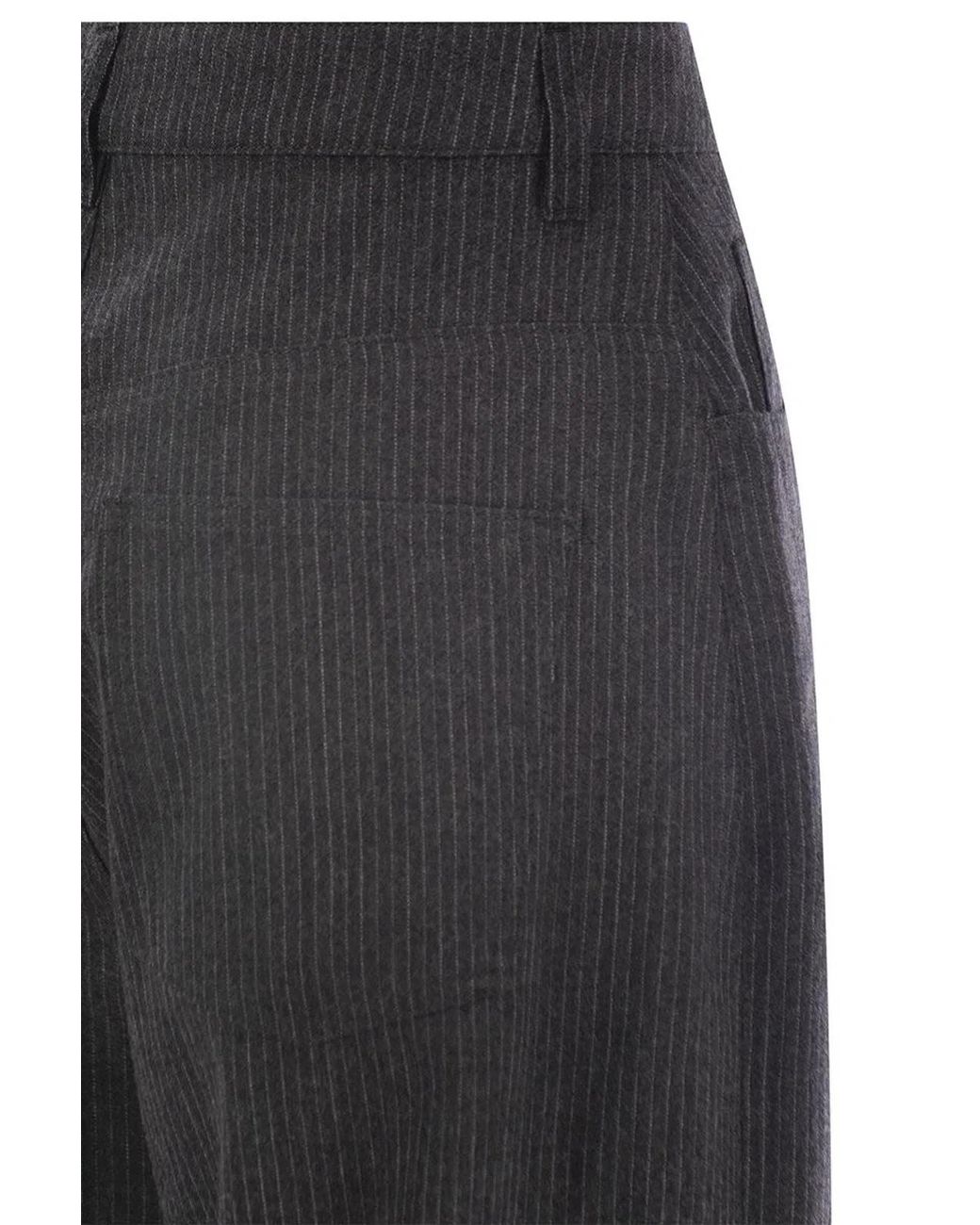 Fabiana Filippi Black 5-Pocket Virgin Wool Pinstripe Trousers