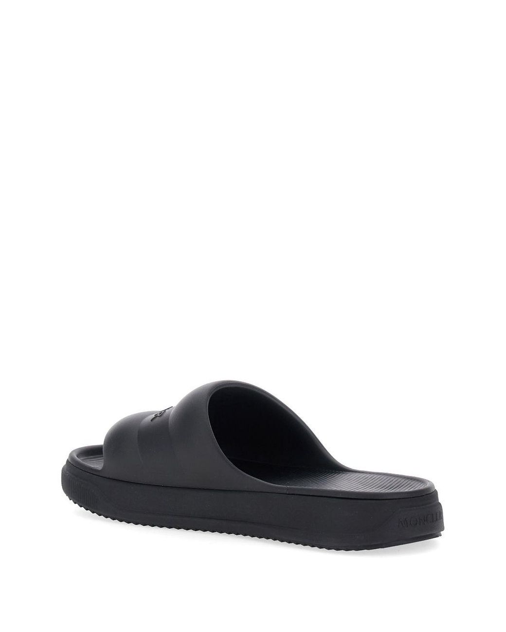 Moncler Black Slippers With Embossed Logo