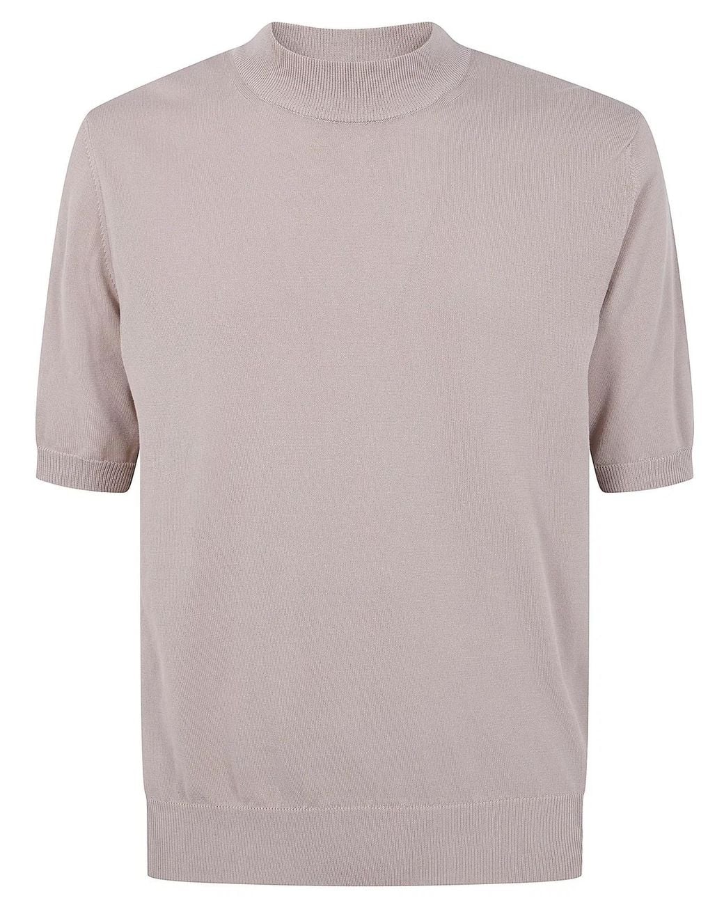 Zanone Brown Turtle Neck Short Sleeves Sweater for men