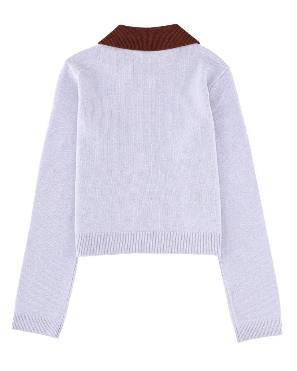 Self-Portrait White Jersey With Contrasting Collar