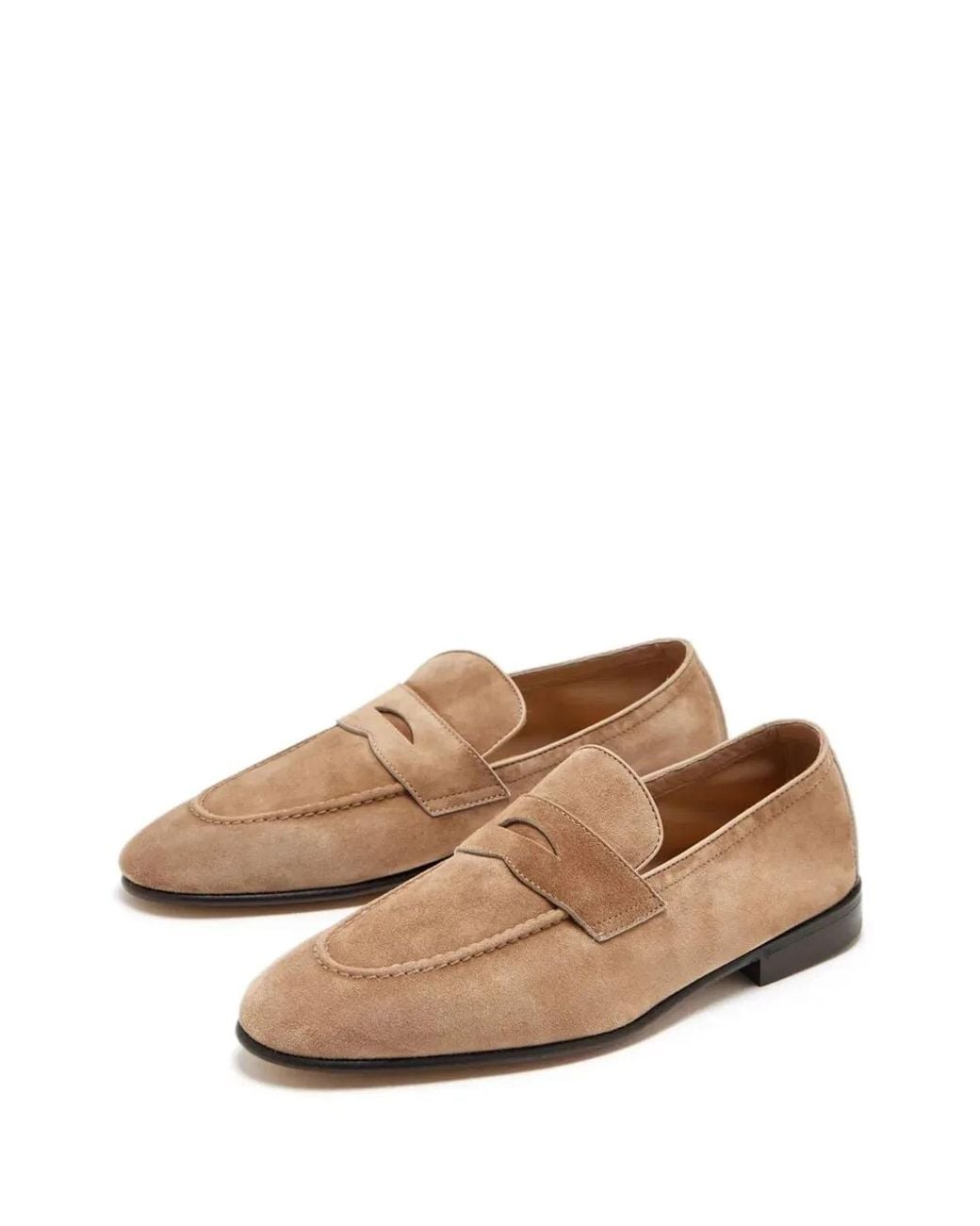 Brunello Cucinelli Brown Soft Suede Penny Loafer for men