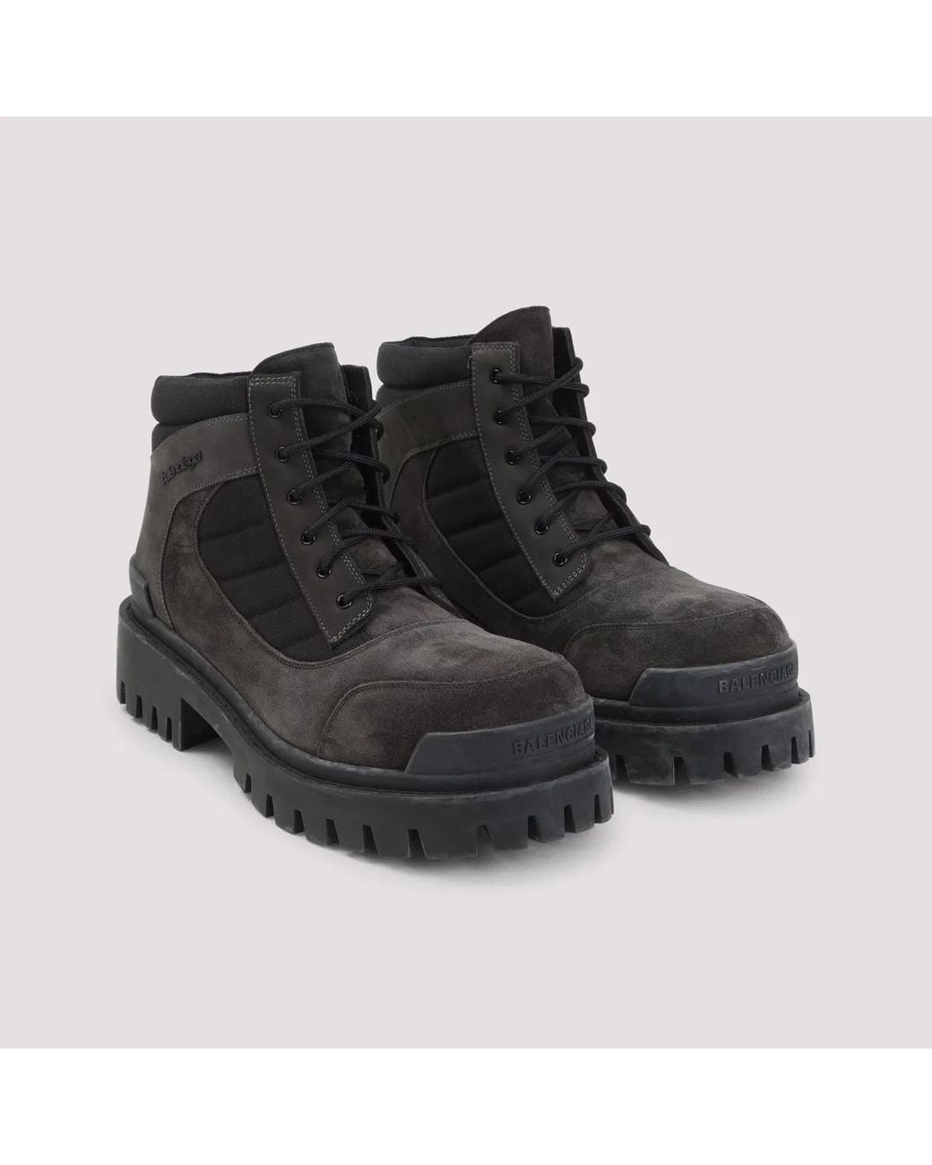 Balenciaga Black Combat Strike Low Laceup Suede Boots for men