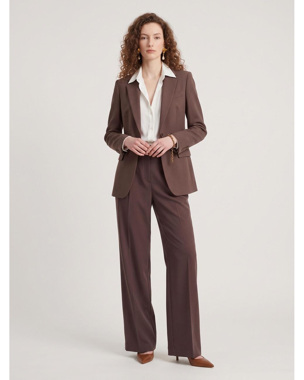 SUTTON NEW YORK Brown Straight Leg Canvas Trousers