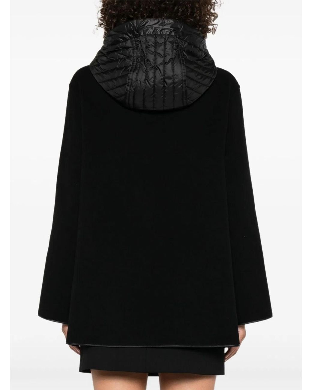 Fay Black Two-Material Wool And Cashmere Caban Coat