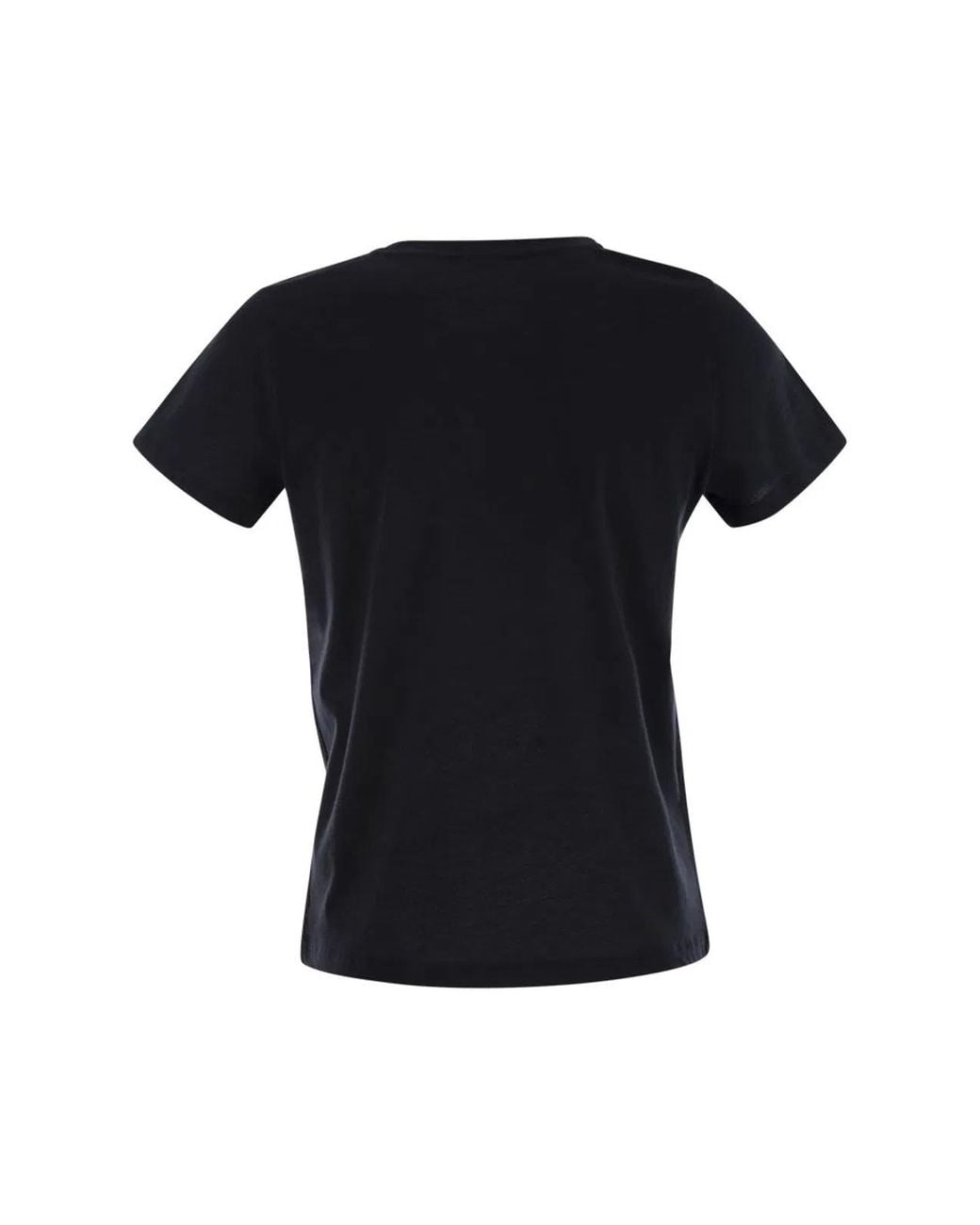 Majestic Black Crew-Neck Short-Sleeved Cotton T-Shirt