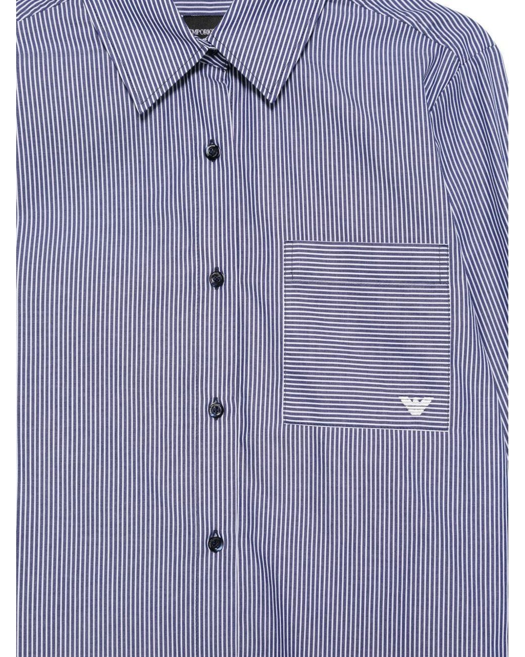 Emporio Armani Purple Striped Cotton Shirt
