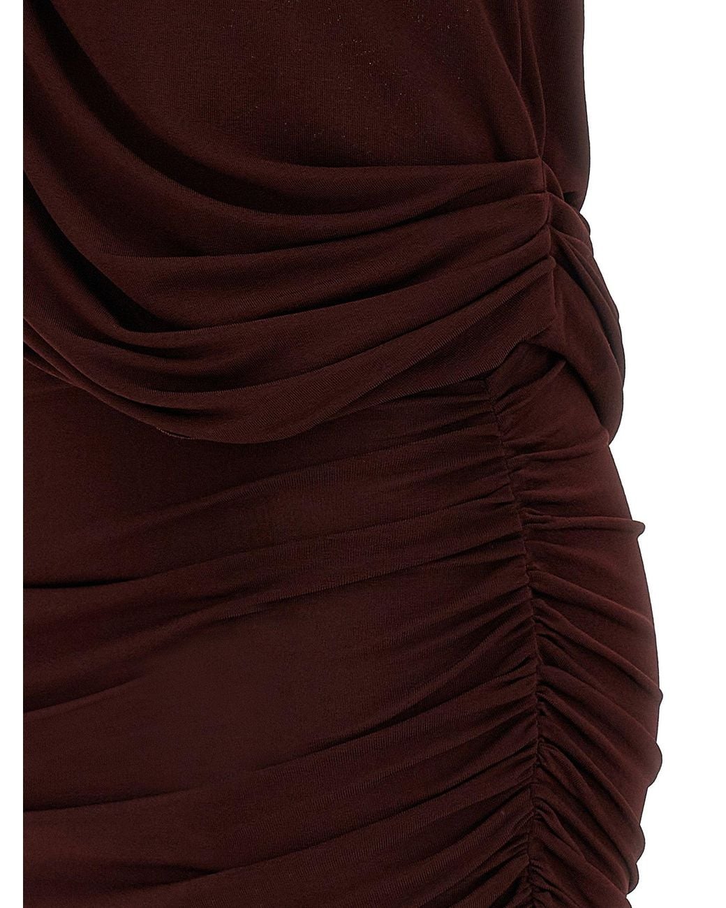 Magda Butrym Purple Burgundy Ruffled Mini Dress With Draping