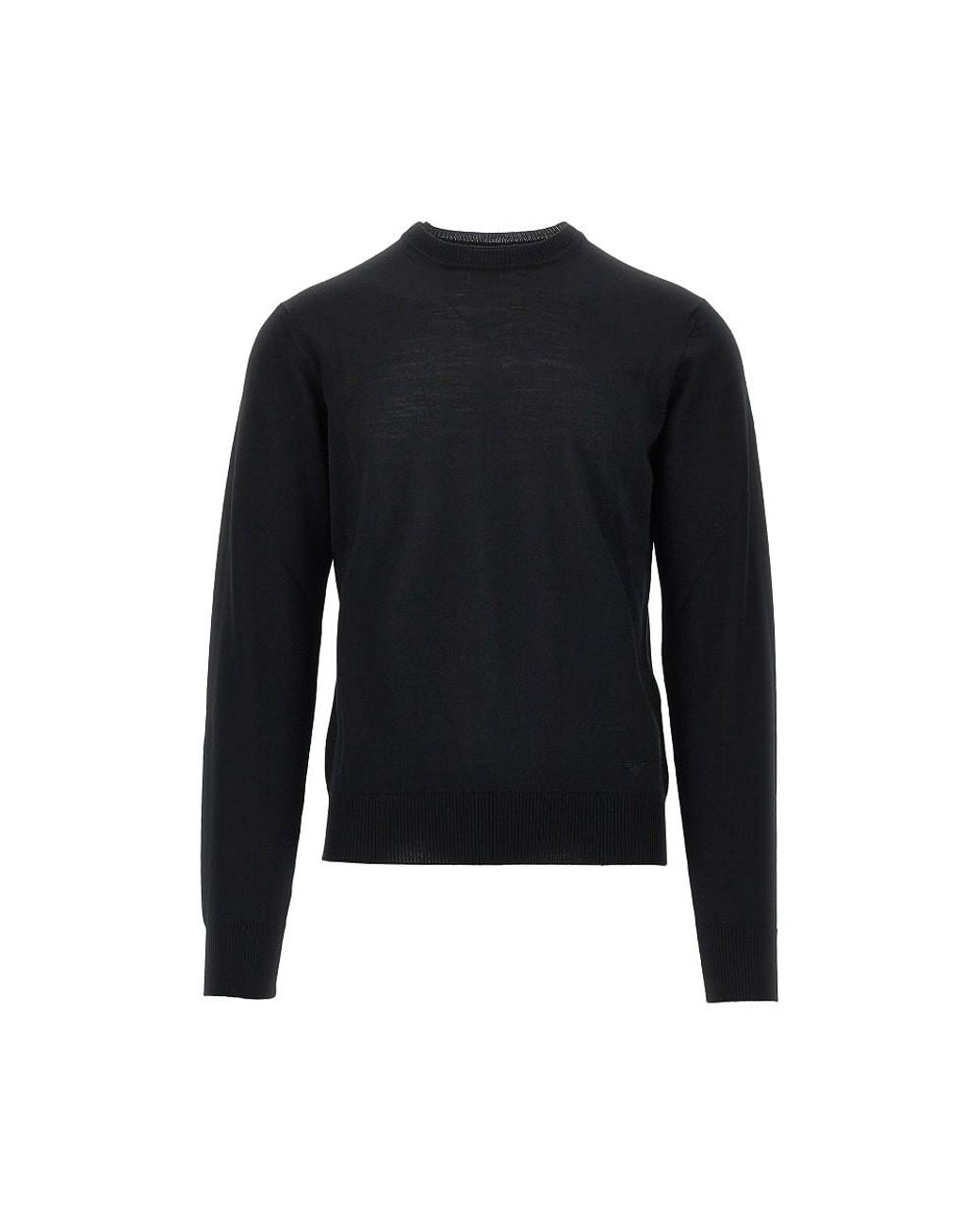 Emporio Armani Blue Virgin Wool Sweater With Eagle Embroidery for men