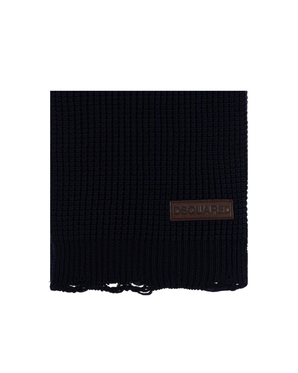 DSquared² Black Logo Patch Knit Wool Scarf for men