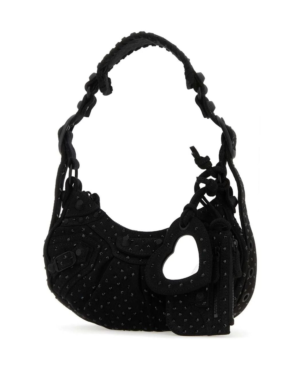 Balenciaga Black Mini Rhinestone Crossbody Handbag