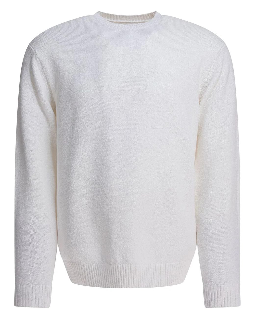 Beams Plus White "Lily Yarn" Crew Neck Sweater for men