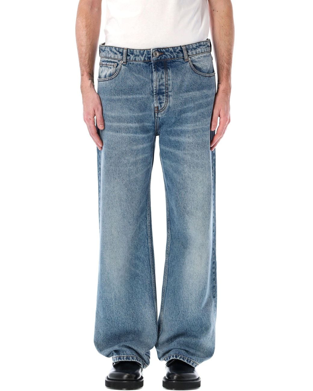 AMI Blue Large Fit Jeans for men