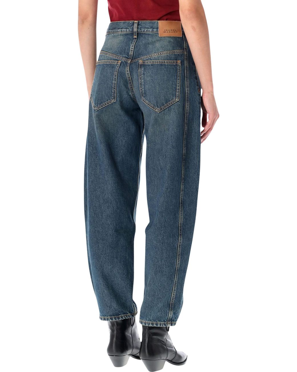 Isabel Marant Blue Oriane Barrel-Leg Mid-Rise Jeans