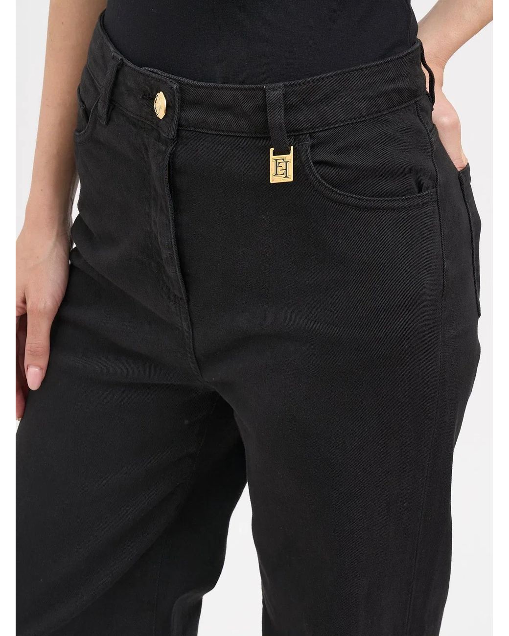Elisabetta Franchi Black Wide Leg Jeans