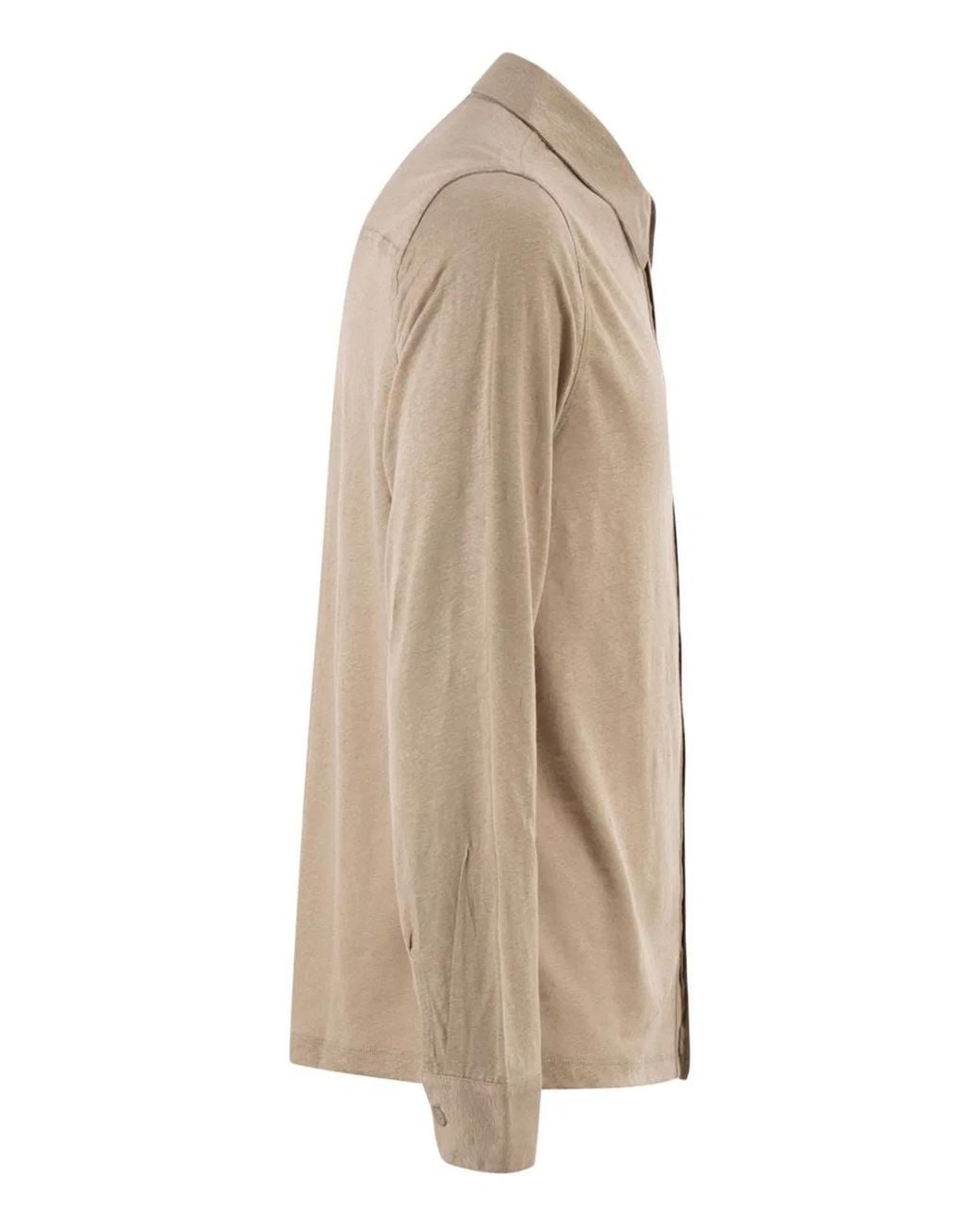 Majestic Natural Stretch Linen Shirt With Front Button Fastening for men